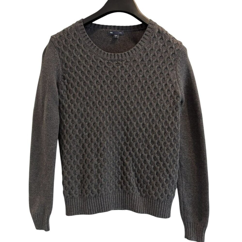 Gap Honeycomb‎ Knit Gray Sweater Size M – Cozy Fall Layering Staple